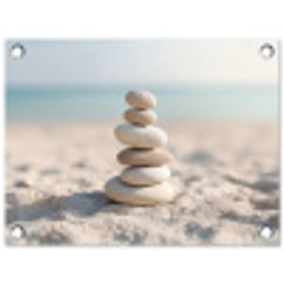 Stenen - Stapel - Zand - Zee tuinposter los doek klein -3d