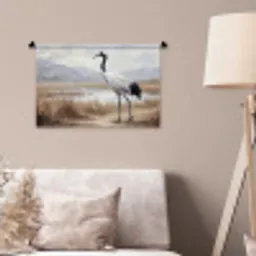 Kraanvogel - Natuur - Realistisch Wandkleed katoen klein -sfeer4