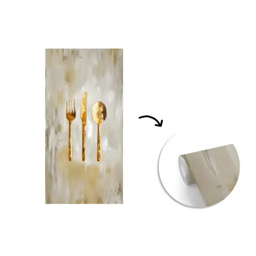 Verf - Goud - Bestek fotobehang vinyl groot -3d