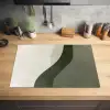 Japandi - Groen - Abstract - Modern Inductie beschermer vinyl 3mm klein -sfeer5