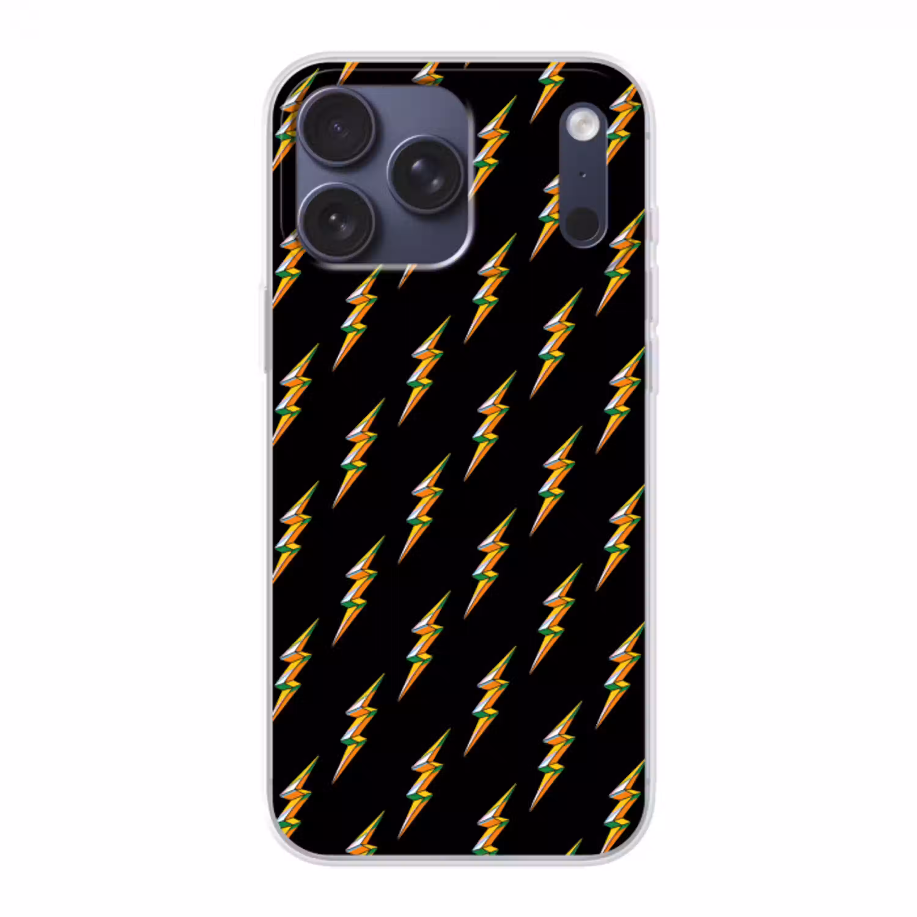 Bliksemschicht - Geel - Zwart Telefoonhoesje iPhone 17 Pro Max klein -3d