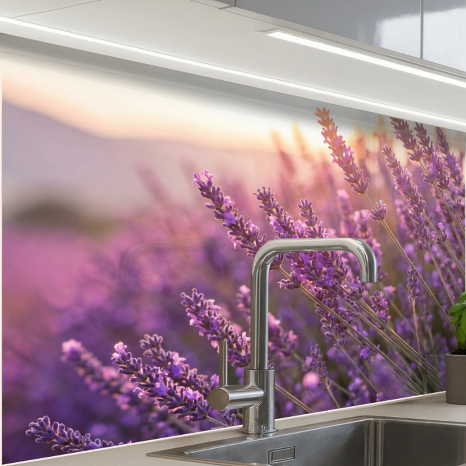 Lavendel - Paars - Zonlicht keuken achterwand 2 middel -zzzz3d_schuin