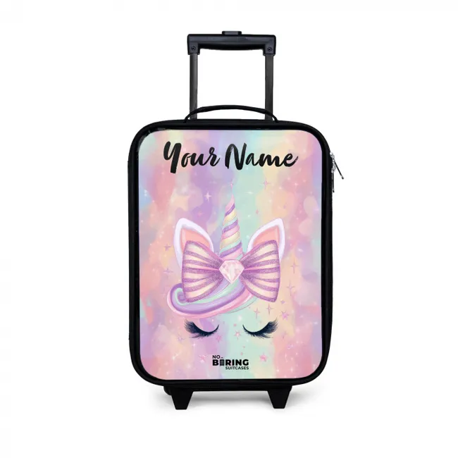 Eenhoorn - Glitters - Regenboog - Pastel Kinderkoffer - Zwart klein -3d