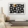 Abstracte kunst - Zwart - Modern - Beige canvas 2cm klein -sfeer6