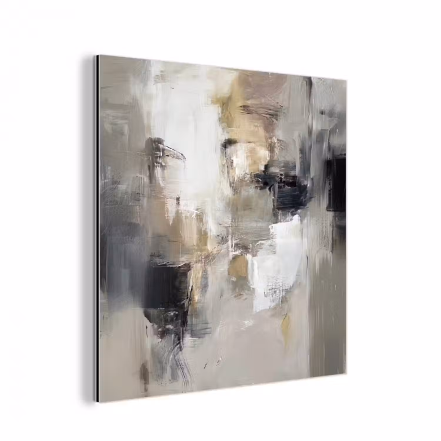 Alu-Dibond-Bild - Farbpalette - Pinselstriche - Beige - Neblig