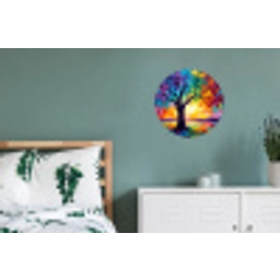 Boom - Landschap - Natuur - Abstract - Kleurrijk Wandcirkel aluminium klein -slaapkamer