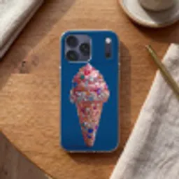 Ijsje - Hoorntje - Steentjes - Blauw Telefoonhoesje iPhone 17 Pro Max klein -sfeer1