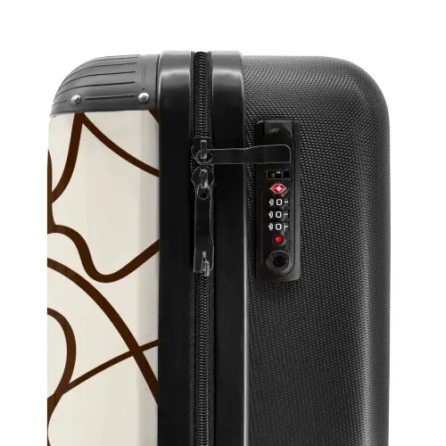 Bruine lijnen op beige achtergrond NBS - Handbagage koffer - Volwassenen Unisex middel -slot