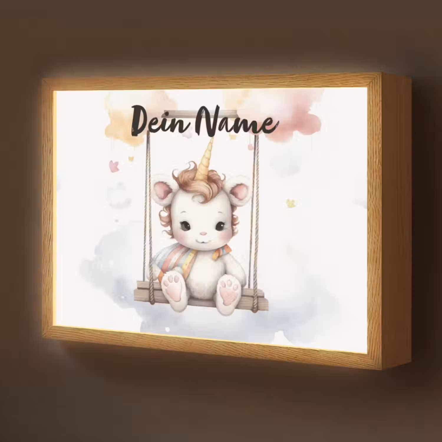 Lightbox - Wandlampe Kinderzimmer mit Namen - Einhorn - Tier - Kinder - Einhorn