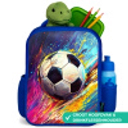Neon - Voetbal - Kleurrijk Kinderrugzak - Blauw middel -inhoud_NL