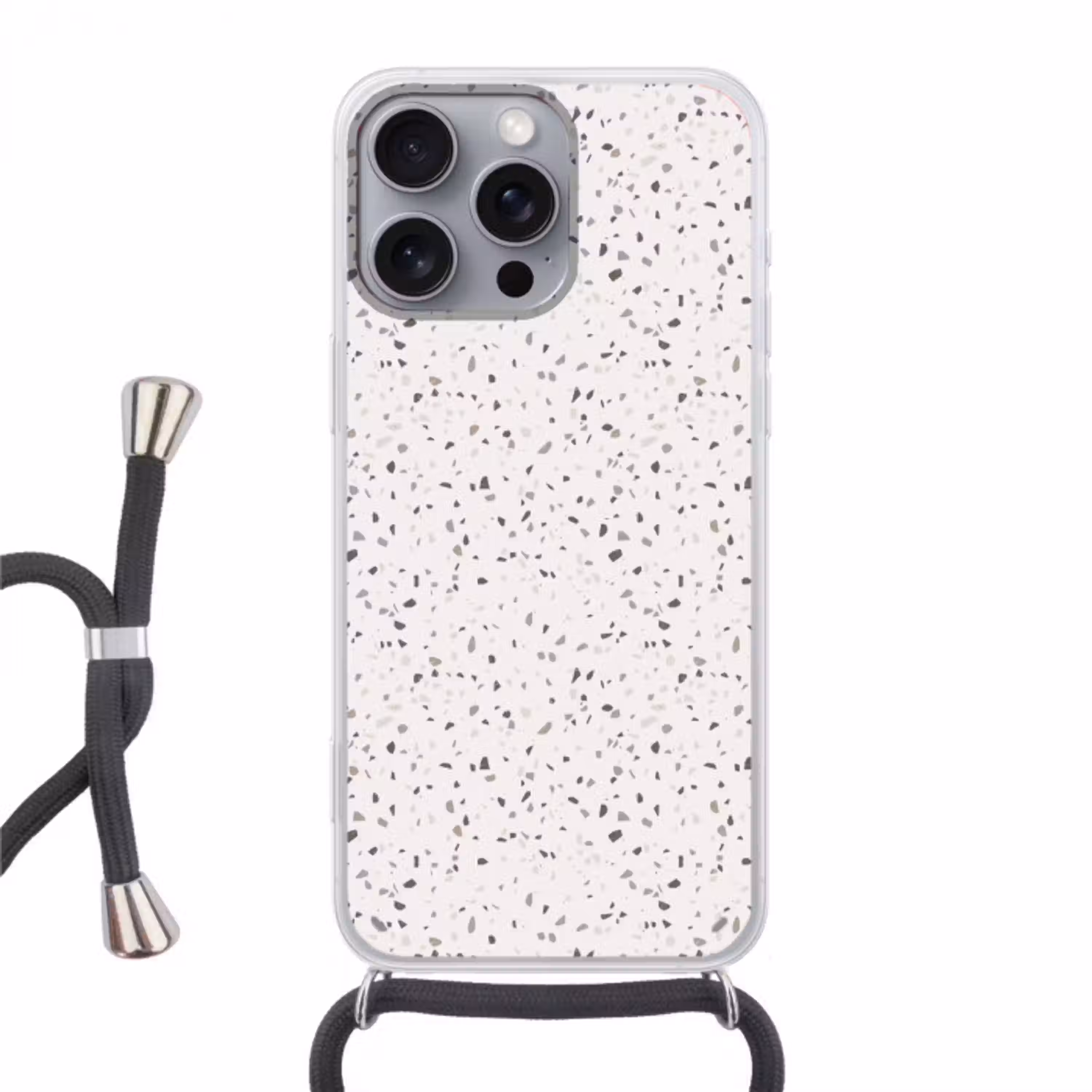 Terrazzo -  Patroon  -  Créme Hoesje iPhone 16 Pro Max met koord klein 804 -3d
