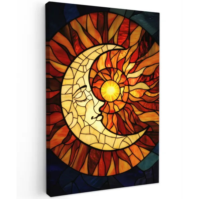 Mozaïek - Glas - Maan - Donkerblauw Tuinposter op houten frame 2 cm dik klein -3d