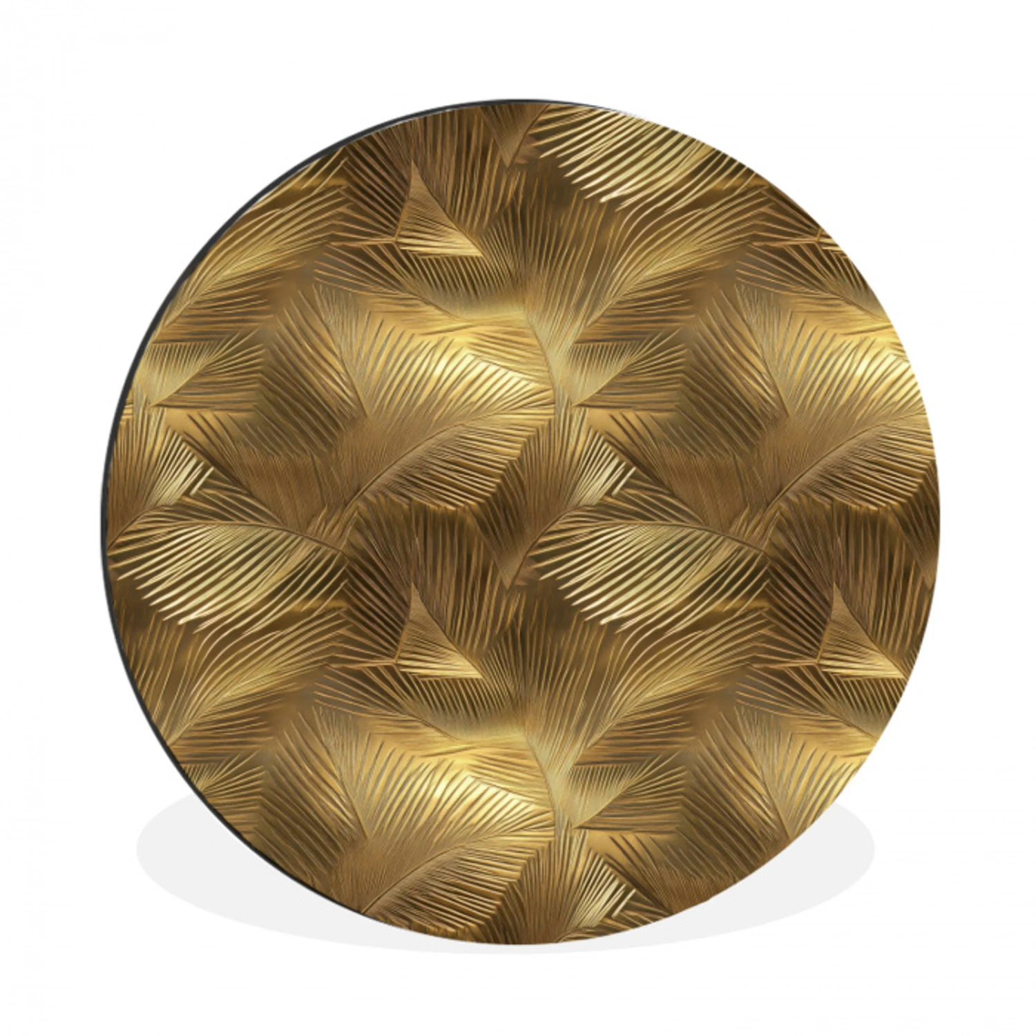 Palm - Waaier - Goud Wandcirkel aluminium klein 190 -3d