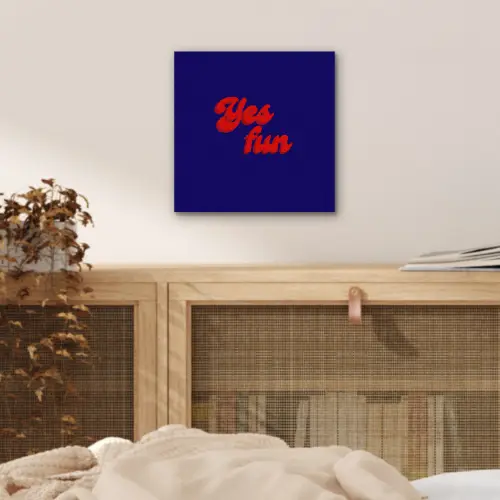 Blauw - Rood - Yes fun - 3D aluminium wit klein -sfeer3
