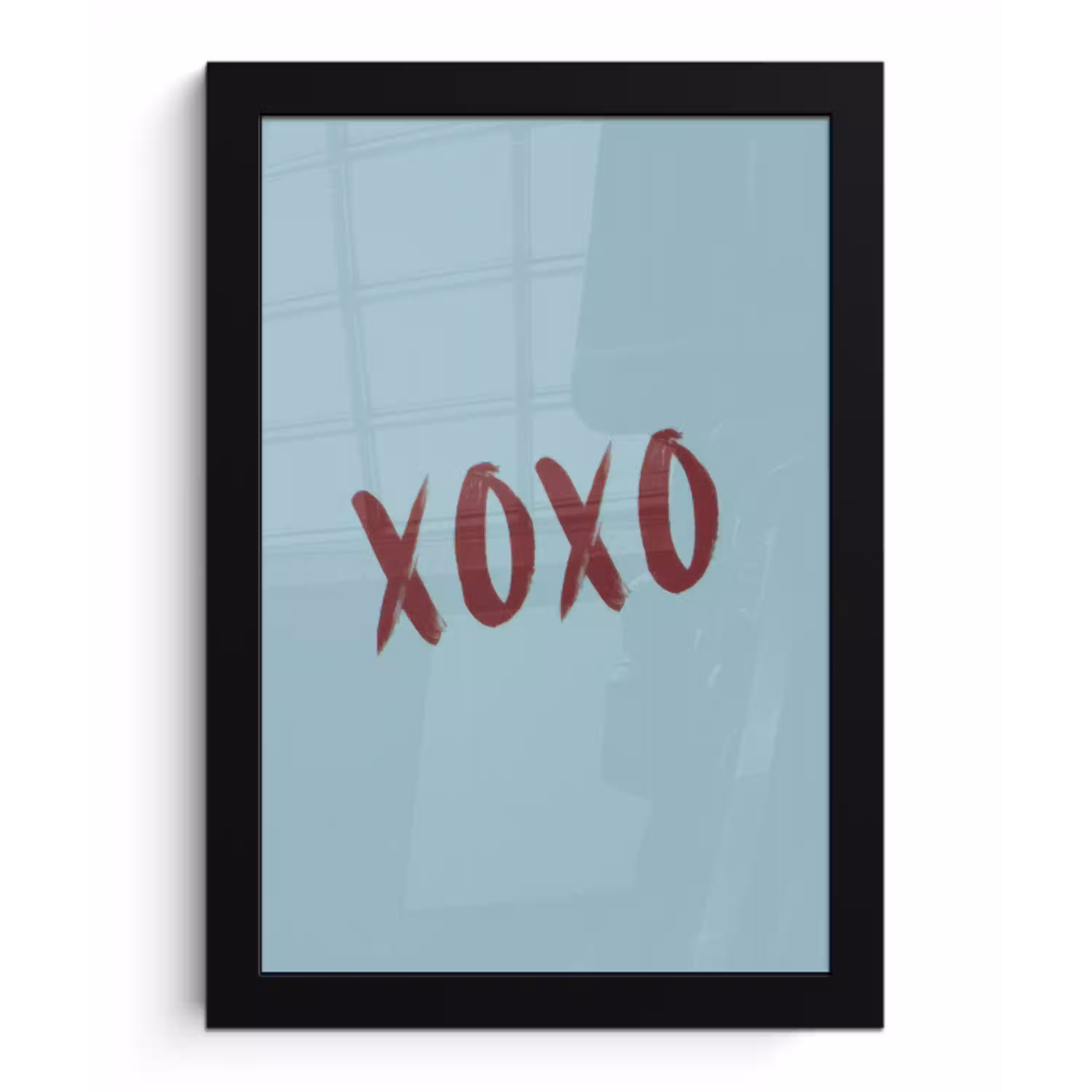 XOXO - Blauw - Rood fotolijst zwart zonder passe partout klein -3d