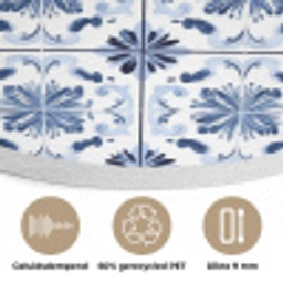 Patroon - Tegel - Blauw Akoestische PET Vilt - Rond klein 838 -closeup_NL