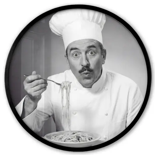 Chef - Spaghetti - Pasta Fotolijst rond zonder passe partout klein -3d