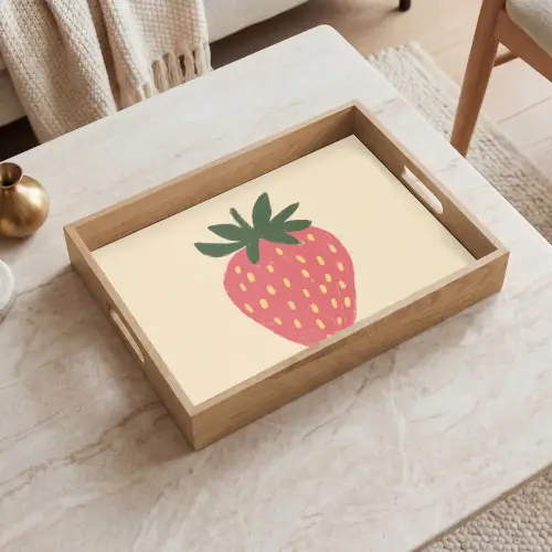 Aardbei - Minimalistisch - Rood - Fruit Dienblad Rechthoek middel -sfeer1