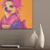 Kimono - Hondje - Bloemenkroon - Oranje PET vilt klein -sfeer6_closeup