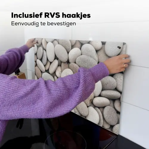 Kiezels - Stenen - Grijs Inductie beschemer met haakjes klein -ky-ophangen-nl