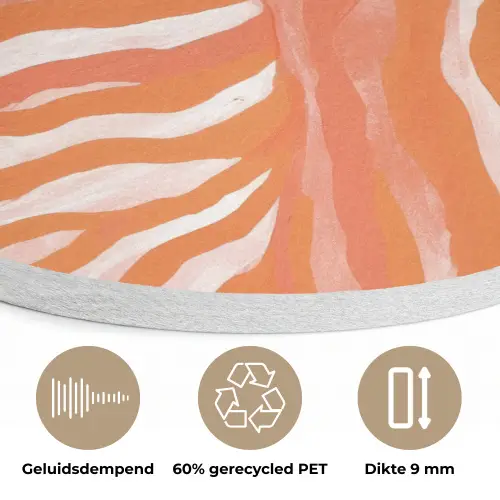 Meisje - Deken - Gestreept - Oranje Akoestische PET Vilt - Rond klein -closeup_NL