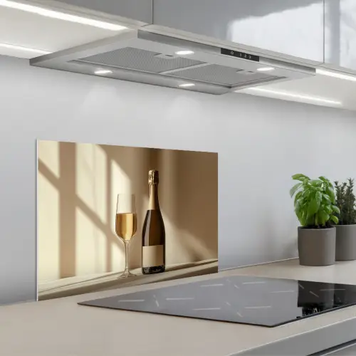 Champagne - Beige - Schaduw - Bubbels keuken achterwand spatscherm klein -3d_schuin