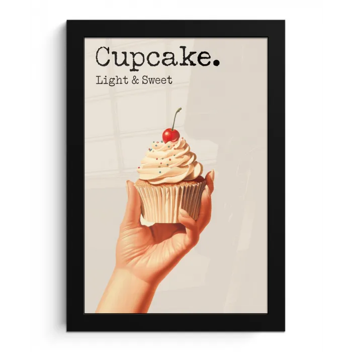 Cupcake - Zoet - Kers fotolijst zwart zonder passe partout klein -3d