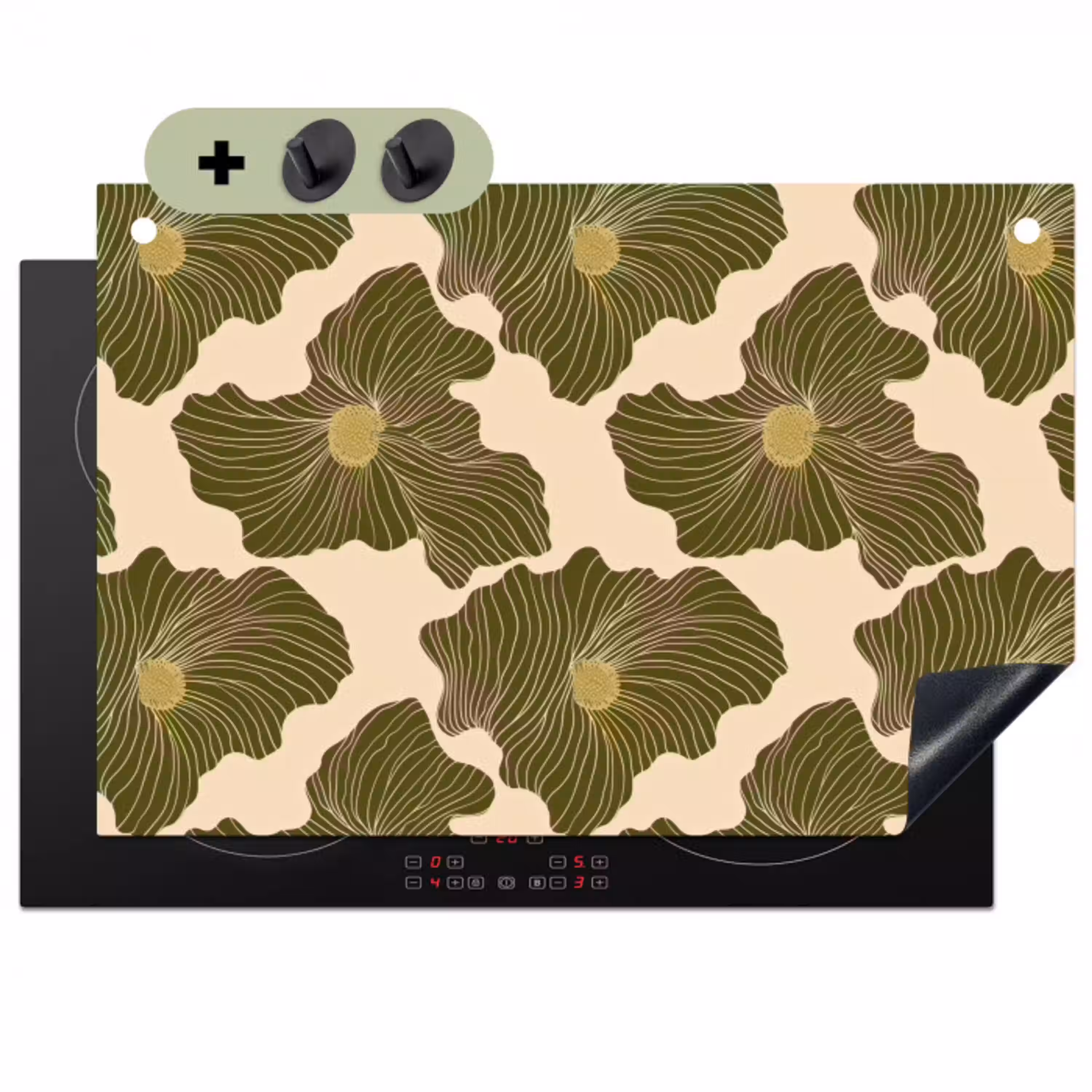 Modern - Abstract - Groen Inductie beschemer met haakjes klein 777 -3d