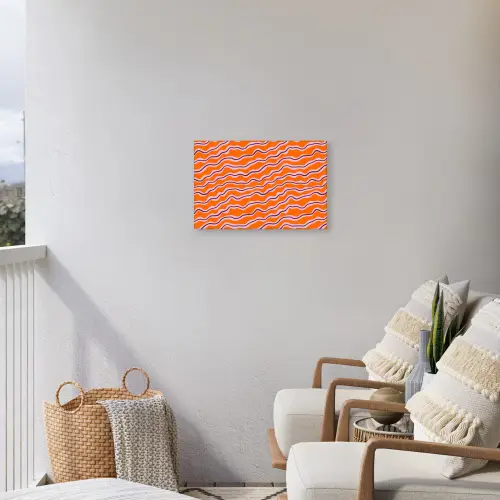 Retro - Golvend - Oranje Tuinposter op houten frame 2 cm dik klein 845 -sfeer1
