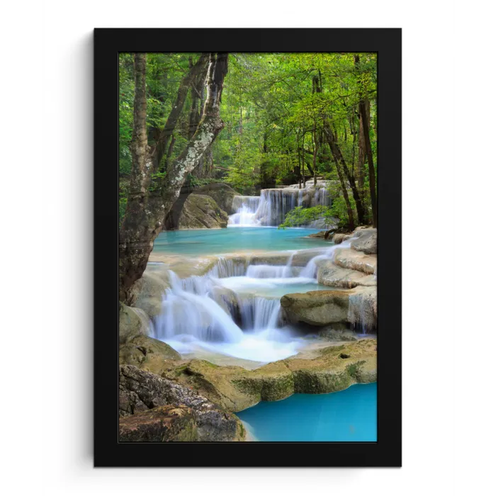 Waterval - Natuur  - Rivier - Bos - Water fotolijst zwart zonder passe partout klein -3d