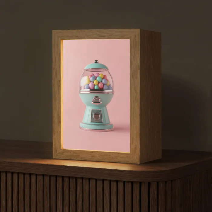 Kauwgom - Retro - Snoep - Roze Light Box met kabel (Tafellamp) klein -z3d_website