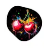 Kersen - Fruit - Graffiti - Verf - Abstract - Modern - Kleurrijk Wandcirkel Organisch Plexiglas middel -3d
