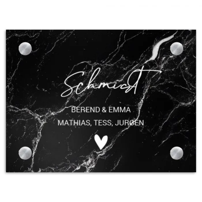 Marmer - Sierlijk Naambord Rechthoek middel -3d