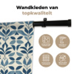 Flora - Modern - Blauw Wandkleed katoen klein 269 -sfeer2