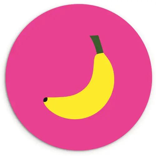 Banaan - Geel - Fruit Wandcirkel kunststof plaat 5mm dik klein -3d
