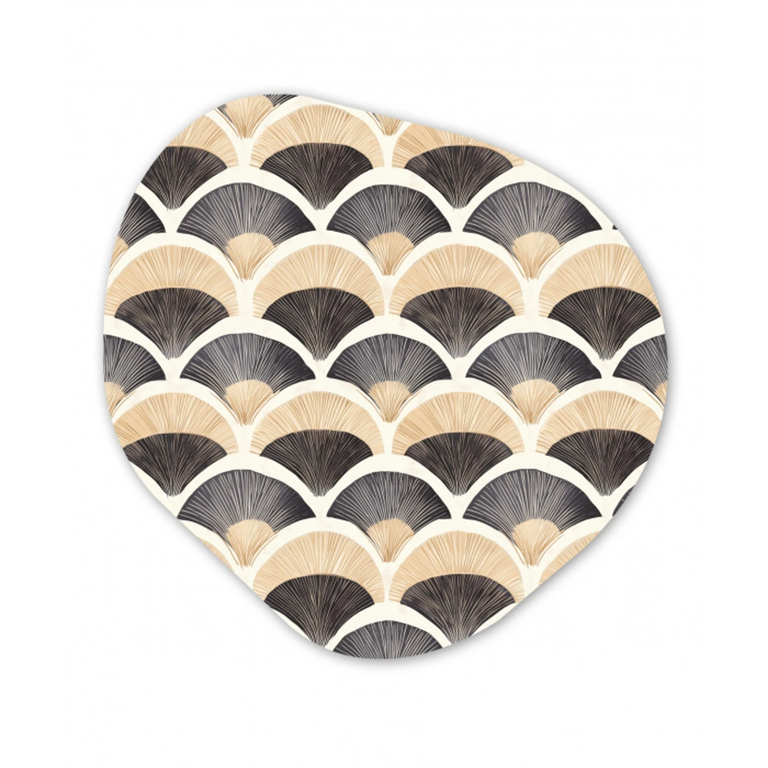 Waaier - Patroon - Zwart - Beige Wandcirkel Organisch Aluminium middel 851 -3d