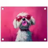 Pink - Hond - Bubbel tuinposter los doek klein -3d