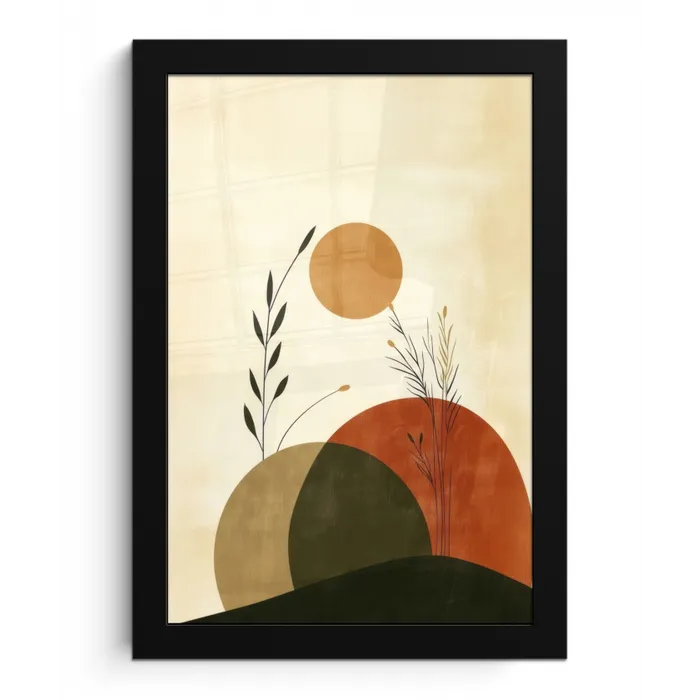Planten - Abstract - Vormen fotolijst zwart zonder passe partout klein -3d