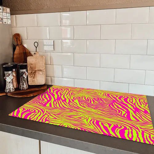 Neon - Zebra - Roze - Groen Inductie beschermer vinyl 3mm klein 276 -sfeer3