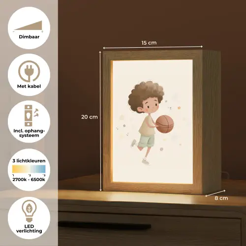 Beige - Jongen - Basketbal - Stippen Light Box met kabel klein -USP_NL