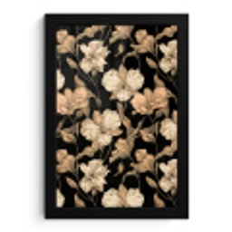 Orchideeën - Lijntekening - Patroon - Beige - Zwart fotolijst zwart zonder passe partout klein 224 -3d