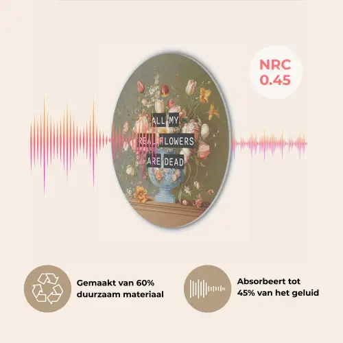 Bloem - Quote - Vintage - Art Akoestische PET Vilt - Rond klein -USP_NL