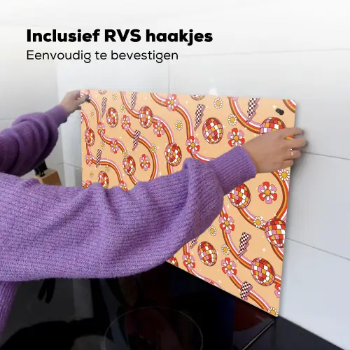 Disco - Patroon - Lijnen Inductie beschemer met haakjes klein 777 -ky-ophangen-nl