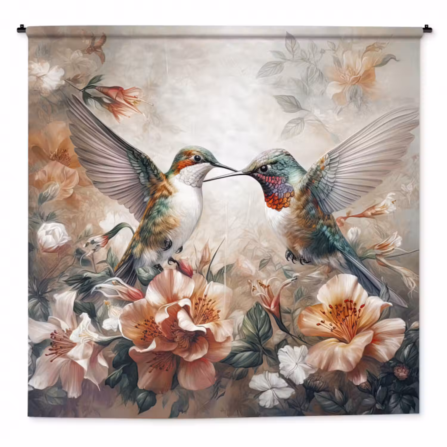 Wandteppich - Kolibri - Vögel - Blumen - Natur