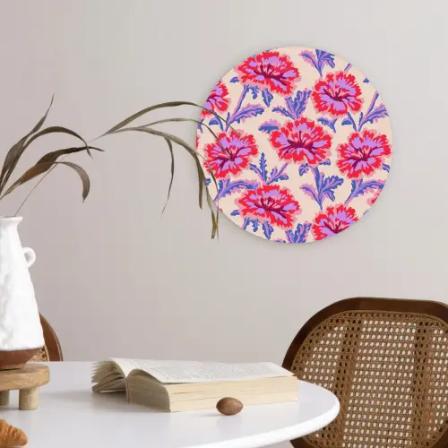 Bloemen - Patroon - Meerkleurig Wandcirkel kunststof plaat 5mm dik klein 188 -sfeer4