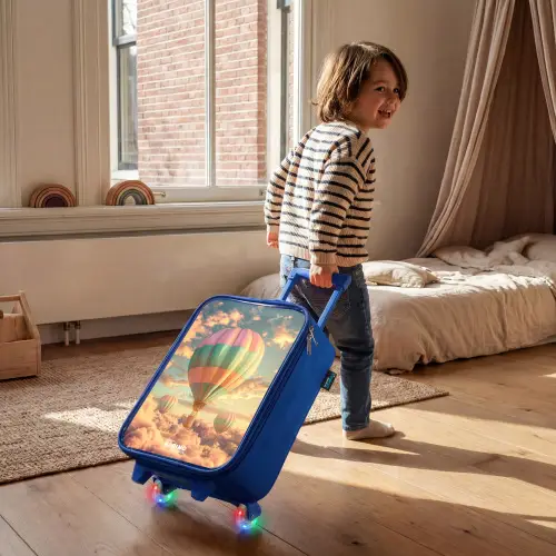 Pastel skyliner Kinderkoffer - Blauw klein -sfeer1