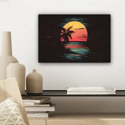 Strand - Minimalistisch - Zon - Oranje canvas 2cm klein -sfeer6