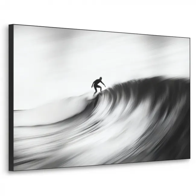 Art Frame - Surfer - Welle - Verblasst - Schwarz