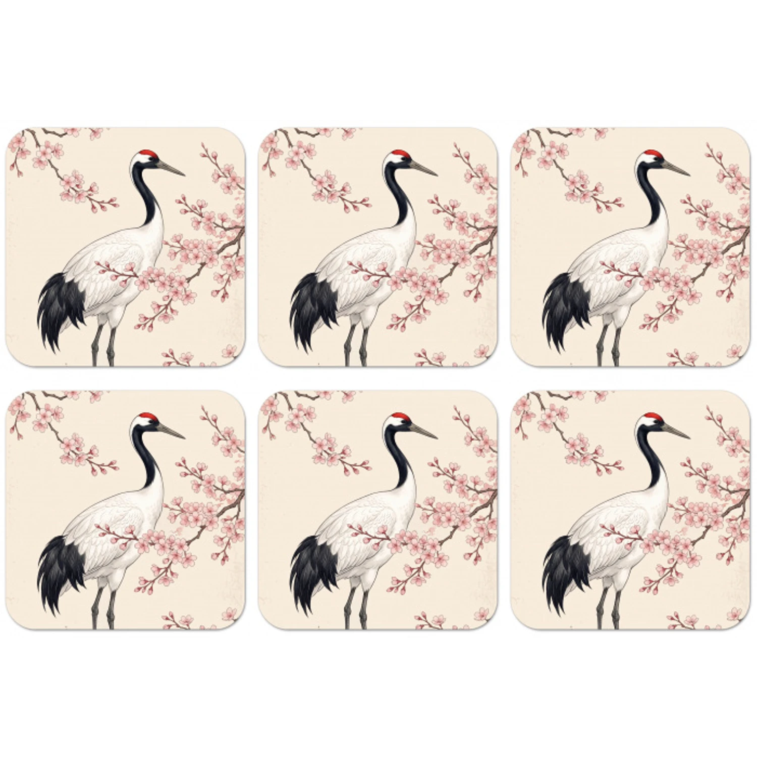 Aziatisch - Kraanvogel - Beige onderzetter kurk middel -zkaufland3dotto