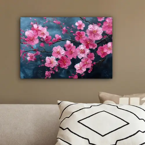 Bloem - Bloesems - Roze - Abstract canvas 2cm klein -sfeer3